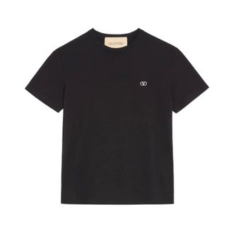Valentino Garavani T-Shirts, male, Black, Size: L Cotton T-shirt