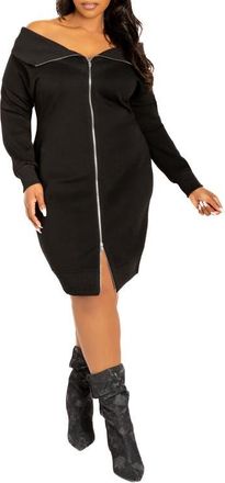 Buxom Couture Off the Shoulder Long Sleeve Sweater Dress in Black at Nordstrom, Size 3 X