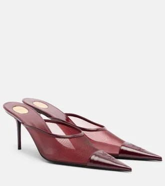 Saint Laurent Renee mesh and leather mules