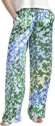 Derek Lam Aurely Draped Wide Leg Pants in Blue Botanical at Nordstrom Rack, Size X-Small