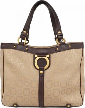 Ferragamo Beige Canvas Tote Bag (Pre-Owned)