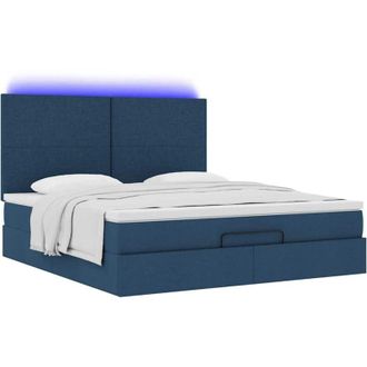 vidaXL Estructura De Cama Otomana Con Colch&oacute;n Tela Azul 160x200 Cm Vidaxl