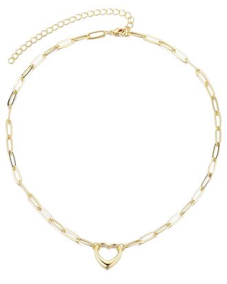 Adornia Adornia 14K Plated Paperclip Chain Outline Heart Necklace