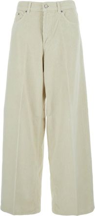 Haikure bethany White Pants With Logo Patch On The Rear And Wide Leg In Corduroy Woman
