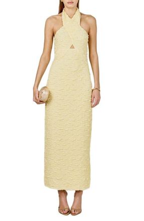 endless rose Crossover Neck Halter Dress in Butter Yellow at Nordstrom, Size Medium