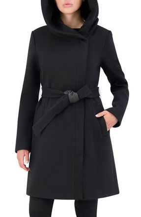 Cole Haan Twill Belted Coat in Black at Nordstrom, Size 14