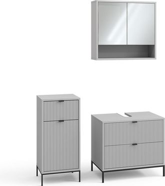 Vicco Conjunto De Muebles De Ba&ntilde;o De 3 Piezas Eliza, Gris, 3 Partes, Vicco