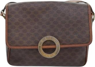 Celine Pre-owned Cross Body Bags, female, Brown, Size: ONE SIZE Pre-owned Vintage macadam circle logo shoulder bag