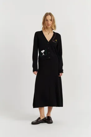 Chinti and Parker Wool-Cashmere Snoopy Pocket Cardigan in Black at Nordstrom, Size X-Small