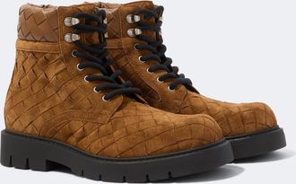 Bottega Veneta Botas con cordones Haddock de ante Intrecciato