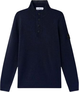 Stone Island Dolcevita a coste con zip corta - - Knitwear - Uomo - Blu - L