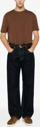 Tom Ford Mens T-Shirt Ribbed Brown Lyocell T-Shirts And Polos
