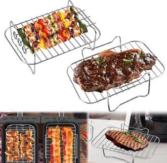 OEM 2 Rejillas Para Freidora De Aire, Compatible Con La Freidora De Aire Ninja Food Dual Zone, 2 Cajones, Acero Inoxidable 304