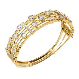 Diamond2Deal 14k Yellow Gold 5 Carat Round Lab Grown Diamond Bangle Bracelet 7