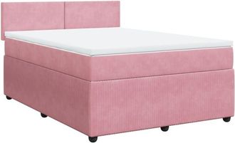 vidaXL Vidaxl - Cama Box Spring Con Colch&oacute;n Terciopelo Rosa 160x200 Cm