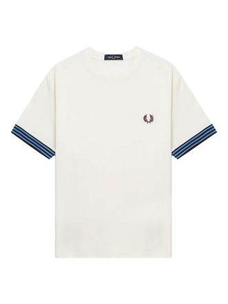 Fred Perry logo-embroidered cotton T-shirt - White