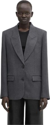 Anine Bing Ross Blazer - Dames - Blazers - Grijs - M - Wol - Jassen