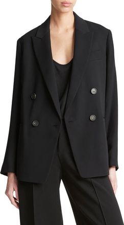 Vince Double Breasted Crepe Blazer in Black at Nordstrom, Size 10