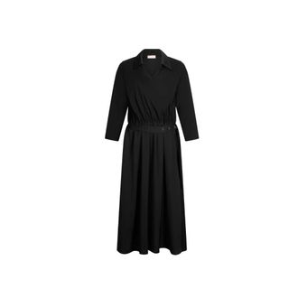 Liu Jo Flared Midi Jurk - Dames - Casual kleedjes - Zwart - M - Polyester - Kleedjes