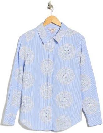 Nanette Lepore Embroidered Stripe Shirt in Blue/White Stripe at Nordstrom Rack, Size X-Large