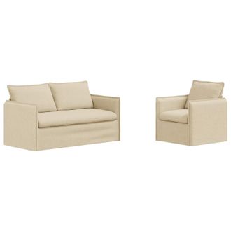 vidaXL Juego De Sof&aacute; 2 Uds. Crema Tela Vidaxl