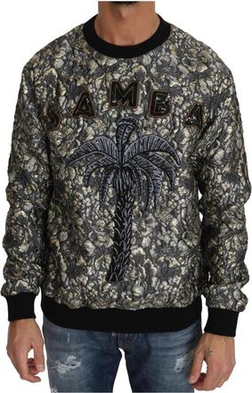Dolce & Gabbana Samba Jacquard Palmtree Pullover Trui - Heren - Sweatshirts - Veelkleurig - S - Polyester - Hoodies & sweatvesten