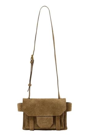 AllSaints Mini Ursa Suede Crossbody Bag in Biscuit Brown at Nordstrom