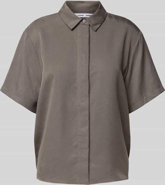 Samsøe & Samsøe Regular Fit Bluse aus Lyocell mit verdeckter Knopfleiste in Dunkelgrau, Größe XL