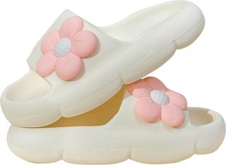 Generic New Summer Slippers Flower Solid Color Unisex Soft Comfortable Lightweight Slippers Cork Sandals Toddler Girl (White, 11 Little Child)