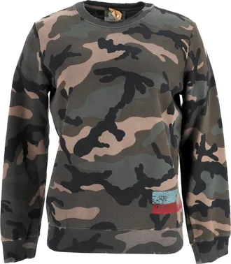 Valentino Valentino Garavani camouflage sweatshirt met verwassen look in kaki katoen