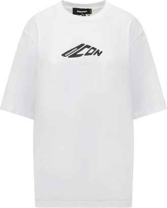 Dsquared2 White Logo Crew Neck T-Shirt