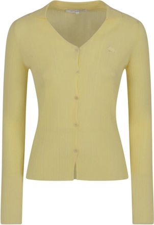 Maison Kitsun&eacute; Baby Fox Fijn Rib Cardigan - Dames - Vesten - Geel - XL - Wol - Truien & Vesten
