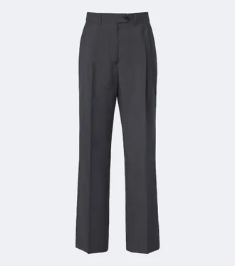 Prada Pantalones rectos de lana y mohair plisados
