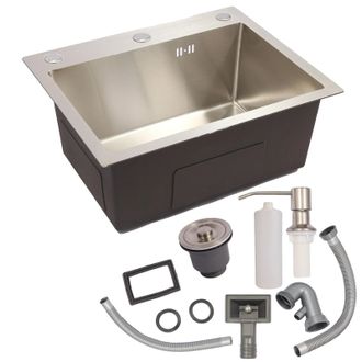 OEM Fregadero De Cocina De Acero Inoxidable, Monocubo, Acabado Cepillado, 50 Cm X 40 Cm