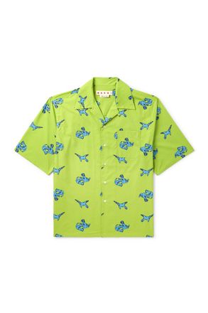 Marni Convertible-Collar Printed Cotton Shirt