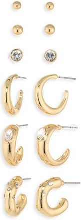 Natasha 9-Pack Assorted Stud & Hoop Earrings in Gold at Nordstrom Rack