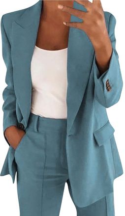 Generic Womens Elegant Wedding Blazer Casual Plain 1 Piece Outfits Ladies Button Blazer Jacket Women Suit for Business Work Office Formal Guest Jackets for La