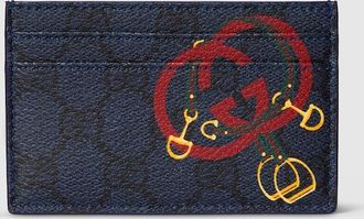 Gucci GG Card Case With Print, Blue, GG Canvas