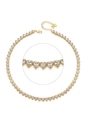 Classicharms Heart Shaped Zirconia Tennis Choker Necklace in Gold at Nordstrom