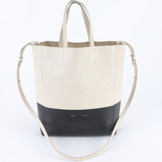 Celine Black White Leather Handbag Shoulder Bag Tote Bag (Pre-Owned)