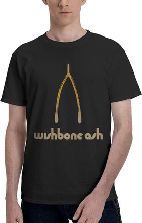 Generic Mens Wishbone-Rock Band T-Shirt Short Sleeve Tee-Shirt Basic Simple Vintage Tops Cotton Crew Neck Shirt Black L