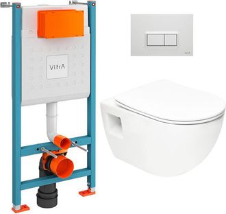 Vitra Bastidor V-fix Core Pack + Sat Inodoro Sin Brida + Asiento Softclose + Placa, Blanco Alto Brillo (v-fixproject-1)