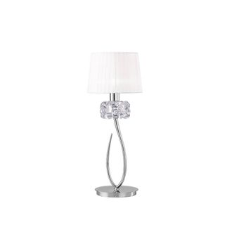 Netlighting Loewe Table Lamp 1 Light E27 Large Polished Chrome with White Shade in Grey