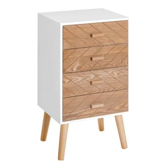 HOMCOM Mesita de noche 40x30x75cm blanco y madera
