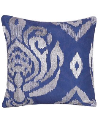 LR Home Lr Home Chloe Blue & Silver Ikat Embroidered Decorative Pillow