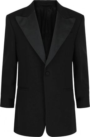 Ferragamo Mens Silk Peaked Lapel Blazer In Black