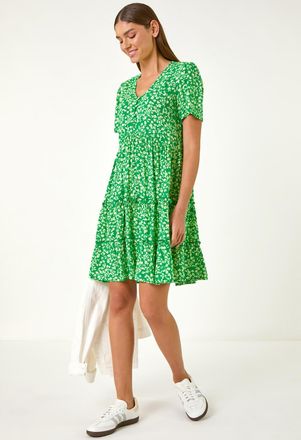 Roman Floral Short Tea Dress