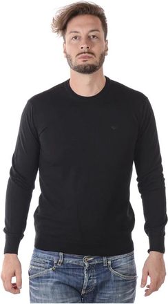 Emporio Armani Crewneck Wollen Trui - Heren - Ronde hals truien - Zwart - XL - Wol - Truien & Vesten