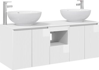 vidaXL Juego De Muebles De Ba&ntilde;o 3 Uds. Blanco Brillante Vidaxl