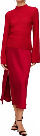 Fifteen Twenty Brielle Flare Sleeve Sweater Top In Red